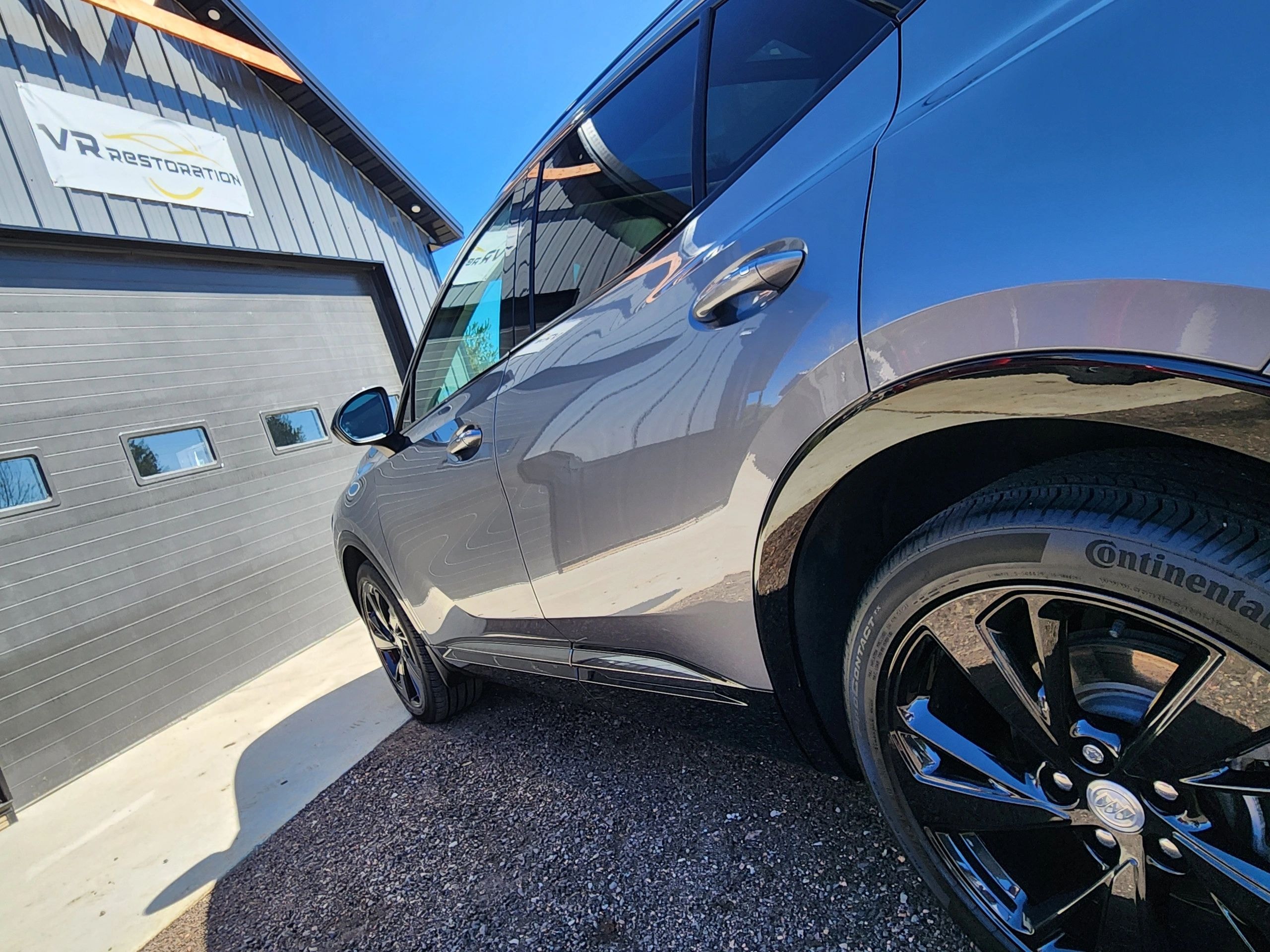 Ceramic coating gloss finish on silver car — VR Restoration Marathon WI